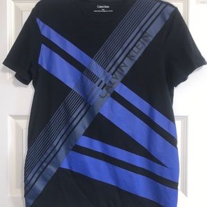 Blue stripes Calvin Klein spell out tee
